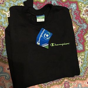 SOLD. L Champion sweater- black and green